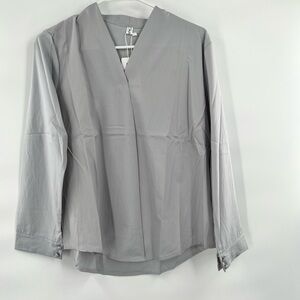 Jielur grey blouse long sleeve shirt size 2XL